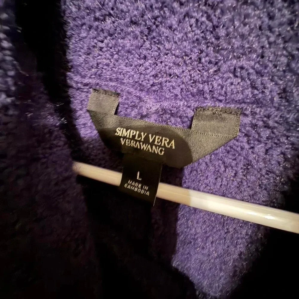 Simply Vera Vera Wang Sweater Large Purple Excellent Cowl Neck Chevron Ribbed